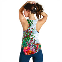 Custom Personalised Fiji Women Racerback Tank Proud Fijian Tapa mix Tagimoucia Flowers LT13 - Wonder Print Shop