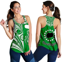Rarotonga Cook Islands Women Racerback Tank Turtle and Map Style Green LT13 - Wonder Print Shop