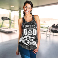 Black women’s racerback tank with “I Love You Dad” Viking fist graphic