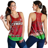 Wales Football 2022 Women Racerback Tank Come On CYMRU The Red Wall LT13 - Wonder Print Shop