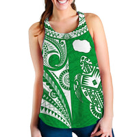 Rarotonga Cook Islands Women Racerback Tank Turtle and Map Style Green LT13 - Wonder Print Shop
