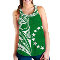 Cook Islands Tatau Women Racerback Tank Symbolize Passion Stars Version Green LT13 - Wonder Print Shop