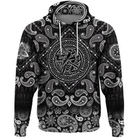 Viking Hoodie Warrior Fighting Dragon with Bandana Paisley Style RLT12 - Wonder Print Shop