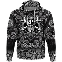 Viking Hoodie Warrior Head With Axe with Bandana Paisley Style RLT12 - Wonder Print Shop