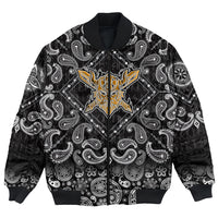 Viking Bomber Jacket Warrior Head with Bandana Paisley Style RLT12 - Wonder Print Shop