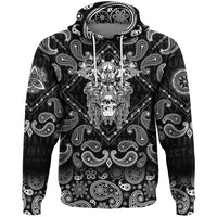 Viking Hoodie Warrior Skull with Bandana Paisley Style RLT12 - Wonder Print Shop
