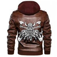 Viking Warrior With Big Crossed Axes Leather Jacket RLT12 - Wonder Print Shop