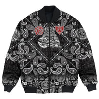 Viking Bomber Jacket Warrior With Big Sword with Bandana Paisley Style RLT12 - Wonder Print Shop