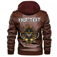 (Custom) Wonder Print Shop - Warrior and Skull Leather Jacket RLT12 - Wonder Print Shop