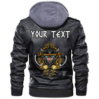 (Custom) Wonder Print Shop - Warrior and Skull Leather Jacket RLT12 - Wonder Print Shop