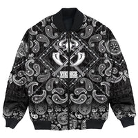 Viking Bomber Jacket Warriors and Medieval Drawings Weapons with Bandana Paisley Style RLT12 - Wonder Print Shop