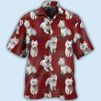 West Highland Terrier Dog Lover Red Background Hawaiian Shirt - Wonder Print Shop