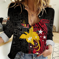 Papua New Guinea Independence Women Casual Shirt PNG Kumuls - Tribal Crocodile - Wonder Print Shop