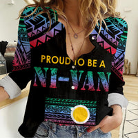 Vanuatu Proud To Be A Ni-Van - Polynesian Pattern Women Casual Shirt - Shefa Province - Wonder Print Shop