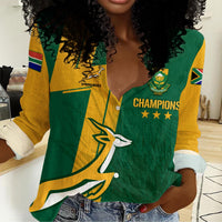Personalised South Africa Women Casual Shirt Rugby 7s 2022 Champion Springboks - Wonder Print Shop