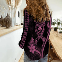 Hawaii Women Casual Shirt Breast Cancer Survivor Mix Hibiscus - Wonder Print Shop