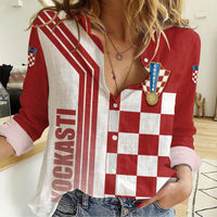Personalised Croatia World Cup 2022 Women Casual Shirt Kockasti - Wonder Print Shop