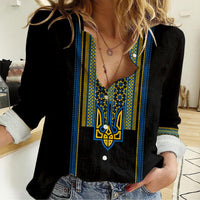 Ukraine Folk Patterns Women Casual Shirt Unity Day - Wonder Print Shop