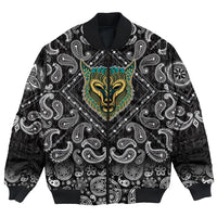 Viking Bomber Jacket Wolf Ethnic Style with Bandana Paisley Style RLT12 - Wonder Print Shop