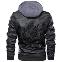 Viking Wolf Devouring The Sun Theme From Nordic Ethnos Leather Jacket RLT12 - Wonder Print Shop
