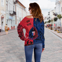 Samoa Independence Day Quotes Women Off Shoulder Sweater Military Polynesian Pattern - Wonder Print Shop