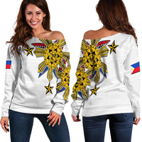 Filipino Off Shoulder Sweater Tribal White Style LT6 - Wonder Print Shop