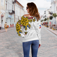 Filipino Off Shoulder Sweater Tribal White Style LT6 - Wonder Print Shop