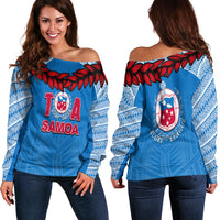 Toa Samoa Ula Fla Rugby Women Off Shoulder Sweater Blue Sky Jersey 2022 LT6 - Wonder Print Shop