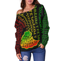 Ethiopia Women'S Off Shoulder Sweater Ethiopia Alphabet Patterns LT6 - Wonder Print Shop