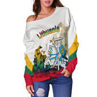 Lithuania Off Shoulder Sweater Polygonal Template Style LT6 - Wonder Print Shop