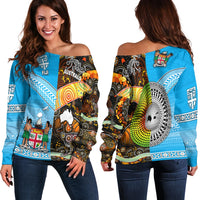 Australia Aboriginal And Fiji Tapa Women Off Shoulder Together LT8 - Wonder Print Shop