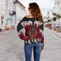 Native American Women's Off Shoulder Sweater Native Dreamcatcher LT6 - Wonder Print Shop