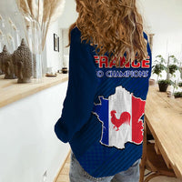 France Football World Cup 2022 With Flag Map Women Casual Shirt - Wonder Print Shop