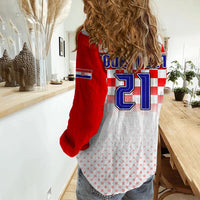 (Custom Personalised) Croatia Hrvatska Football World Cup Vibe Women Casual Shirt - Wonder Print Shop