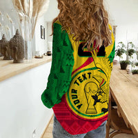(Custom Personalised) Ghana Football Black Star and Golden Tawny Eagles Women Casual Shirt - Wonder Print Shop