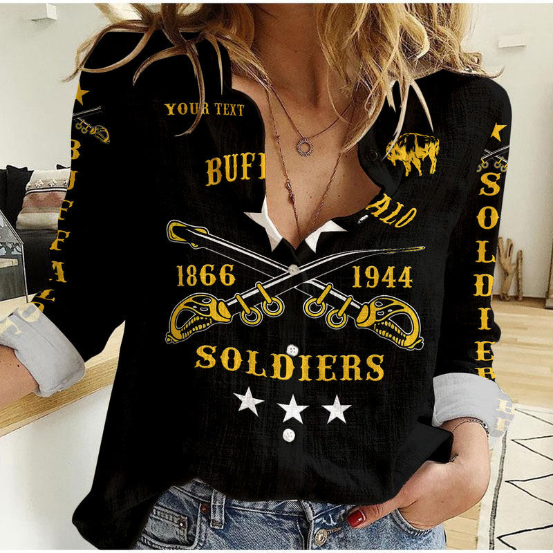 custom-personalised-buffalo-soldiers-woman-casual-shirt-african-american-military-simple-style-black