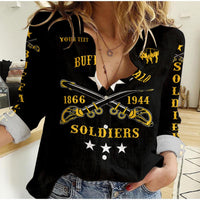 (Custom Personalised) Buffalo Soldiers Woman Casual Shirt African American Military Simple Style - Black LT8 - Wonder Print Shop