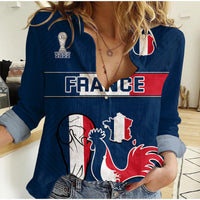 (Custom Personalised) France Rooster Les Bleus Football Women Casual Shirt - Wonder Print Shop
