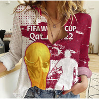 Qatar Football WC 2022 Women Casual Shirt The Maroon Flag Style - Wonder Print Shop