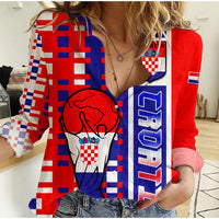 Croatia Football Flag Minimalist Style Women Casual Shirt - Wonder Print Shop