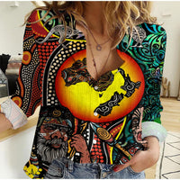 Australia Aboriginal Kangaroo Combine New Zealand Maori Kiwi Bird Women Casual Shirt LT2 - Wonder Print Shop