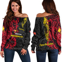 Papua New Guinea 47th Independence Day Bird Of Paradise Women Off Shoulder Sweater LT2 - Wonder Print Shop