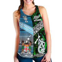 New Zealand Maori Aotearoa Fiji Tapa Together Women Racerback Tank Green LT8 - Wonder Print Shop
