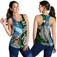 New Zealand Maori Aotearoa Fiji Tapa Together Women Racerback Tank Green LT8 - Wonder Print Shop