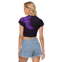 Viking Clothing Viking Odins Raven Tattoo Purple Version Raglan Cropped T shirt RLT12 - Wonder Print Shop