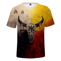 Native American 3D Bison Skull Native American 3D T Shirt LT10 - Wonder Print Shop