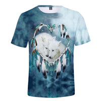 Wolves Heart Dreamcatcher Native American 3D T Shirt LT10 - Wonder Print Shop