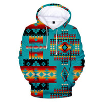 Blue Native Tribes Pattern Native American All Over Hoodie LT10 - Wonder Print Shop