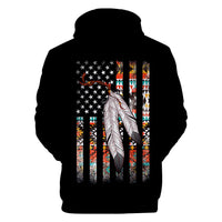 Native American Flag Feather All Over Hoodie LT10 - Wonder Print Shop