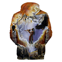 Calling The Totems Native American Art Pullover Hoodie LT10 - Wonder Print Shop